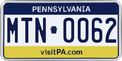 PA license plate MTN0062