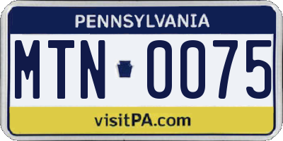 PA license plate MTN0075