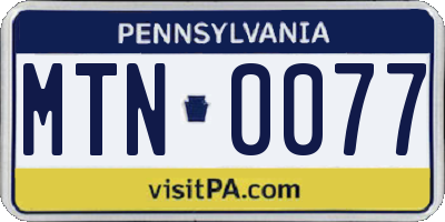 PA license plate MTN0077