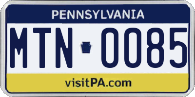 PA license plate MTN0085