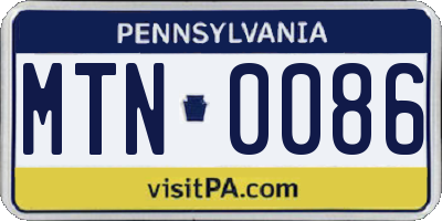 PA license plate MTN0086