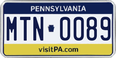 PA license plate MTN0089