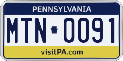 PA license plate MTN0091