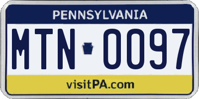 PA license plate MTN0097