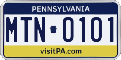 PA license plate MTN0101