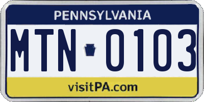 PA license plate MTN0103