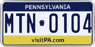 PA license plate MTN0104