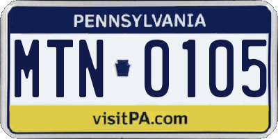 PA license plate MTN0105