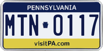 PA license plate MTN0117