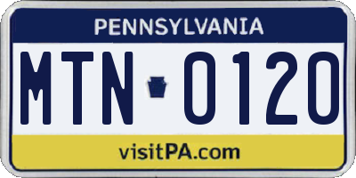 PA license plate MTN0120