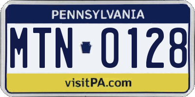 PA license plate MTN0128