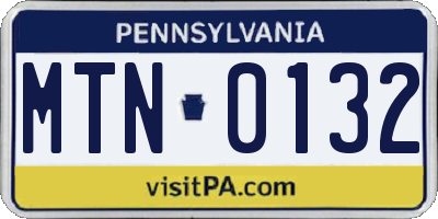 PA license plate MTN0132