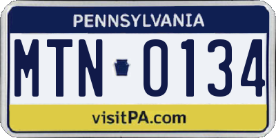 PA license plate MTN0134
