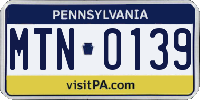 PA license plate MTN0139