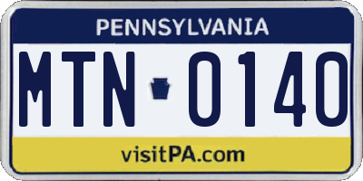 PA license plate MTN0140