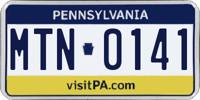 PA license plate MTN0141