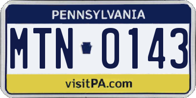 PA license plate MTN0143