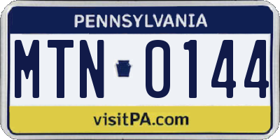 PA license plate MTN0144