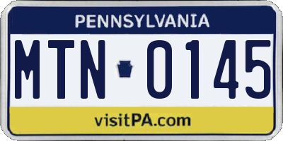 PA license plate MTN0145