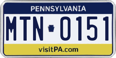 PA license plate MTN0151
