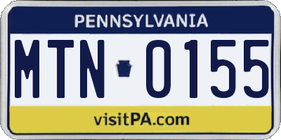 PA license plate MTN0155