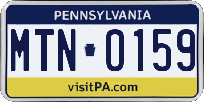 PA license plate MTN0159