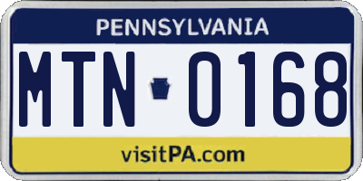 PA license plate MTN0168