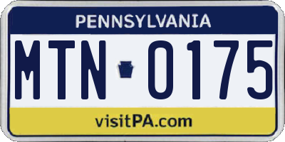 PA license plate MTN0175