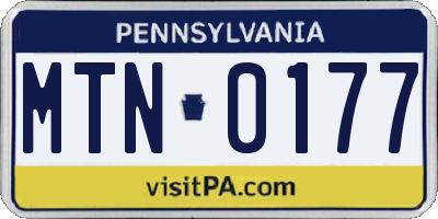 PA license plate MTN0177