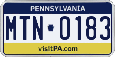 PA license plate MTN0183