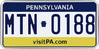 PA license plate MTN0188