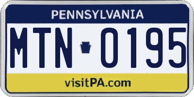 PA license plate MTN0195