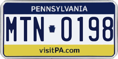 PA license plate MTN0198