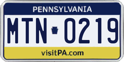PA license plate MTN0219
