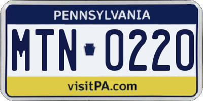 PA license plate MTN0220