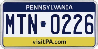 PA license plate MTN0226