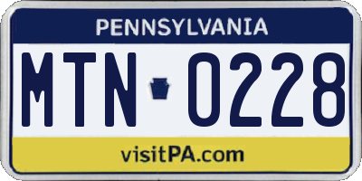 PA license plate MTN0228