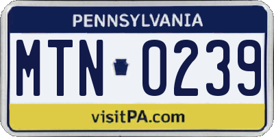 PA license plate MTN0239