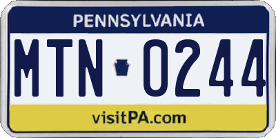PA license plate MTN0244