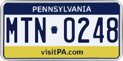 PA license plate MTN0248
