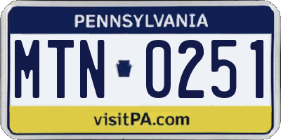 PA license plate MTN0251