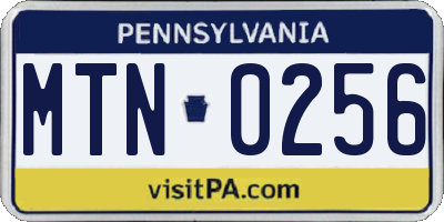 PA license plate MTN0256