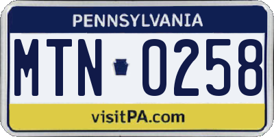 PA license plate MTN0258
