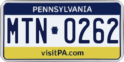 PA license plate MTN0262