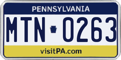 PA license plate MTN0263
