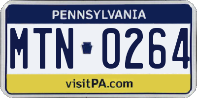 PA license plate MTN0264