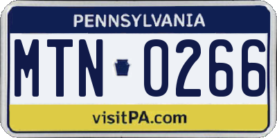 PA license plate MTN0266