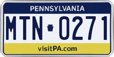 PA license plate MTN0271