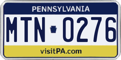 PA license plate MTN0276