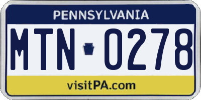 PA license plate MTN0278